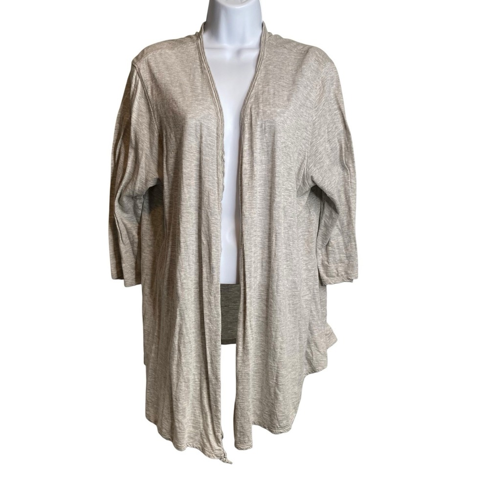 Coldwater Creek Gray Open Front Cardigan 1X Soft Indian Cotton Casual Minimalist